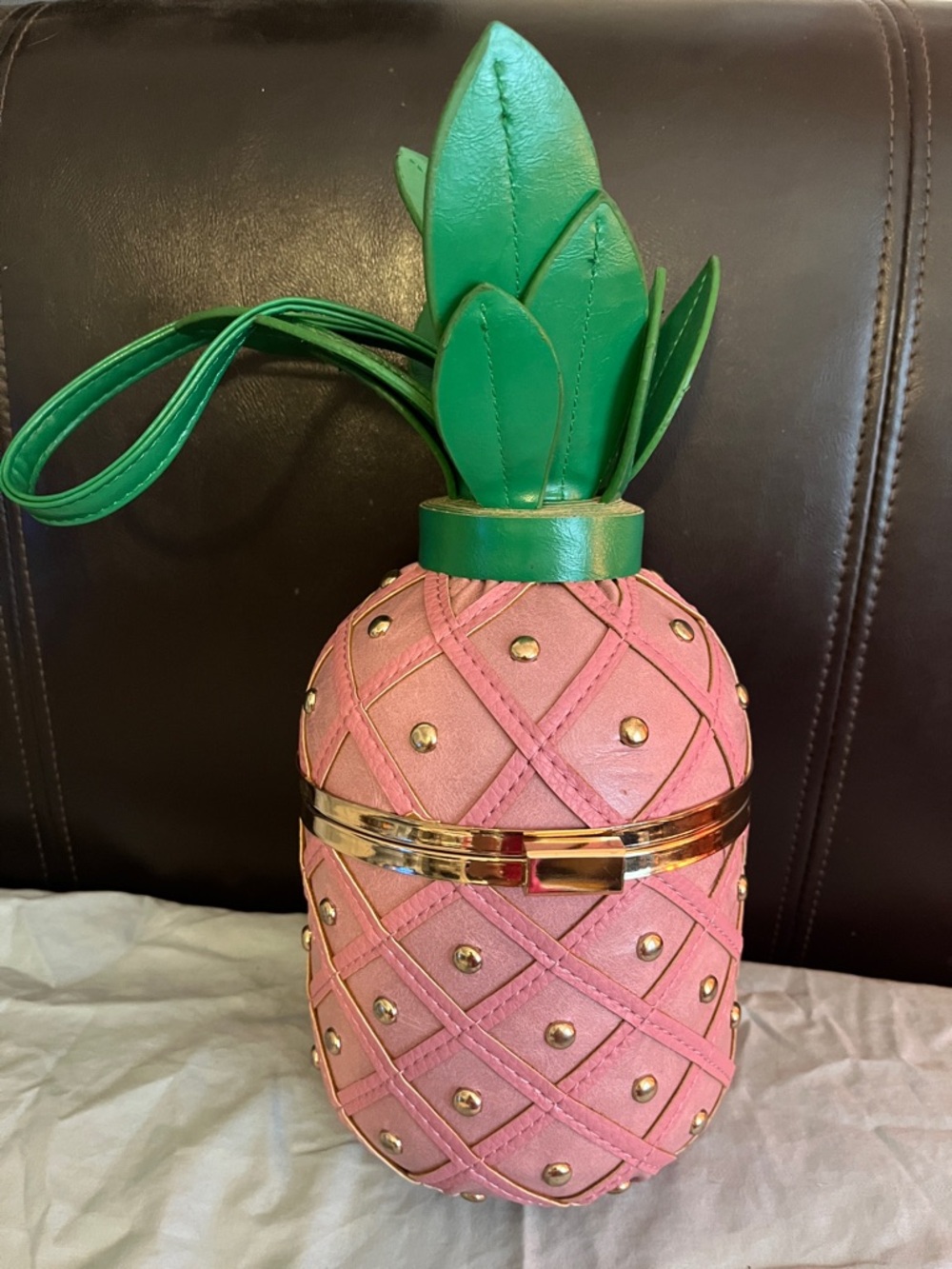 Green & Pink Pineapple Clutch Wristlet - Novelty Women’s Bag